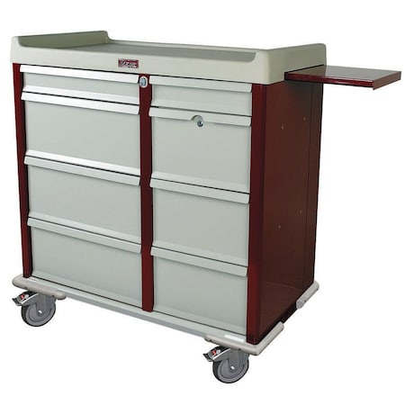 Harloff Aluminum Punch Card Medication Cart with Narcotics Box, 750 Punch Card Capacity, Key Lock AL602PC